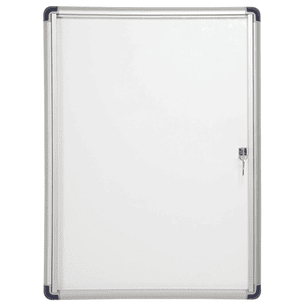 Bi-Office Vitrina para Anuncios o Carteles - Puerta Abatible con Cerradura - Tamaño 35.7 x 49cm - Superficie de Acero Lacado Magnetico - Color Alumini