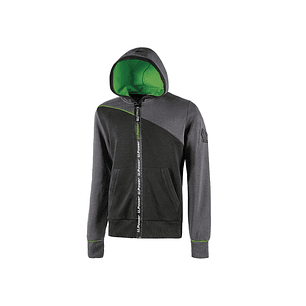 Upower Jupiter Sudadera de Trabajo - Talla M - Cremallera Impermeable, Capucha Ajustable, Bolsillos Practicos, Piping Fluo Elastico, Puños Elasticos, 