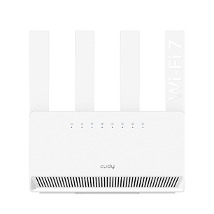 Cudy Router WiFi 7 Gigabit Dual Band BE3600 - Velocidad hasta 1000Mbps - 4 Puertos - 4 Antenas Fijas de 5dBi - Tecnologia MU-MIMO - Color Blanco