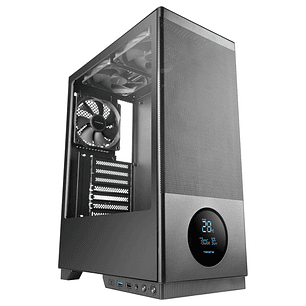 Tacens Sagitta20 Torre ATX - Pantalla de Monitoreo Integrado - 3 Ventiladores de 120mm - Ventana de Cristal Tempado - Malla Antipolvo Frontal - Color 