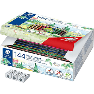 Staedtler Noris Colour 185 Pack de 144 Lapices Hexagonales de Colores - Resistencia a la Rotura - Ideal para Colegios - Colores Surtidos