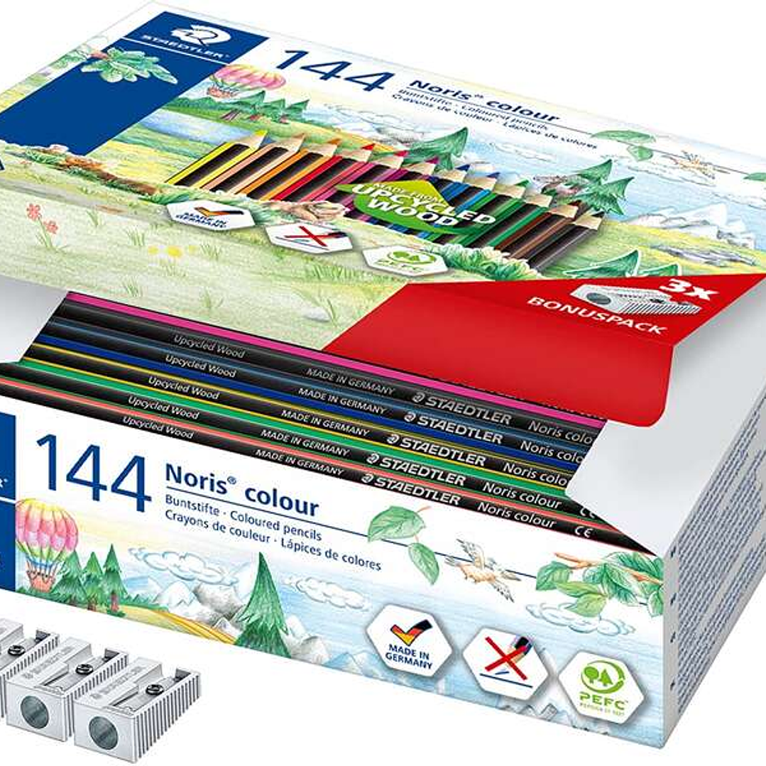 Staedtler Noris Colour 185 Pack de 144 Lapices Hexagonales de Colores - Resistencia a la Rotura - Ideal para Colegios - Colores Surtidos 1