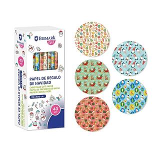 Bismark Navidad Juguetes Rollo de Papel Regalo - Medidas 70cmx500cm - 5 Diseños Diferentes