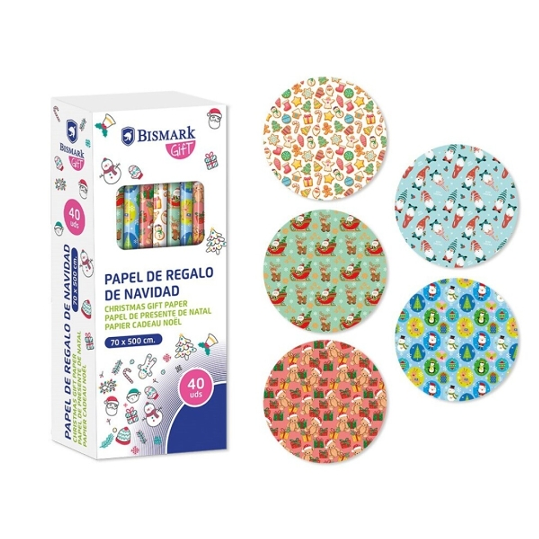 Bismark Navidad Juguetes Rollo de Papel Regalo - Medidas 70cmx500cm - 5 Diseños Diferentes 1