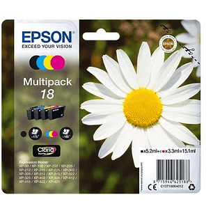 Epson T1806 (18) Pack de 4 Cartuchos de Tinta Originales - C13T18064012