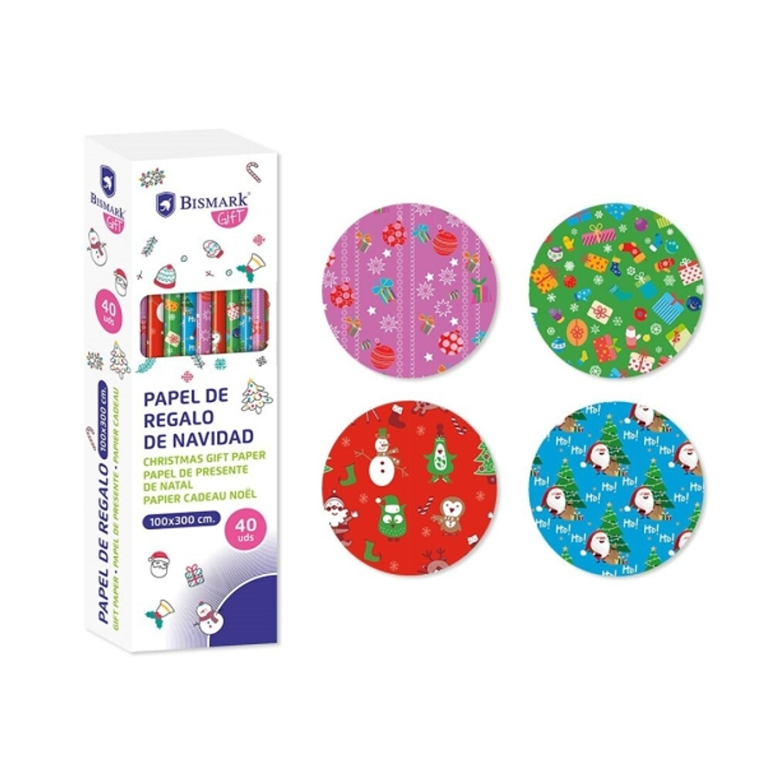 Bismark Navidad Gifts Rollo de Papel Regalo - Medidas 100cmx300cm - 4 Diseños Diferentes 1
