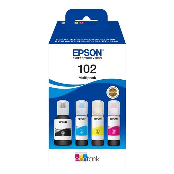Epson 102 Pack de 4 Botellas de Tinta Originales - C13T03R640 1