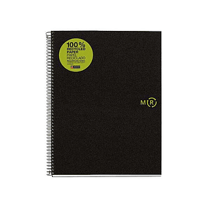 Miquel Rius Notebook4 Eco Cuaderno de Espiral Formato A5 - Papel 100% Recuperado Post-Consumo - 120 Hojas de 80gr Microperforadas con 2 Taladros - Cub