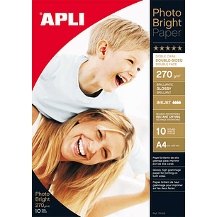 Apli Papel Fotografico Photobright Doble Cara A4 270g 10 Hojas