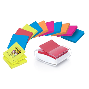 Post-It Super Sticky Dispensador con 12 Blocs de 90 Z-Notas - Dispensador Pro - Forma Cuadrada - 76x76mm - Color Blanco