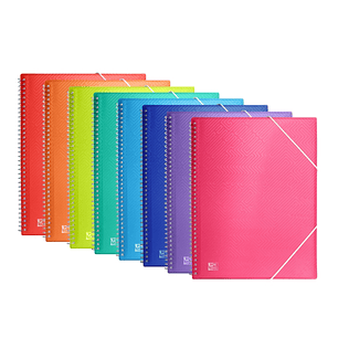 Oxford Urban A4 Carpeta de 20 Fundas con Espiral - Fundas de 50mic - Tapa de Plastico Translucido - Cierre de Gomas - Colores Surtidos