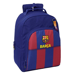 Safta F.C.Barcelona Mochila Escolar de 20.1L - Adaptable a Carro - 2 Compartimentos - Doble Tirador en Cremallera - 32x42x15cm - Color Rojo y Azul