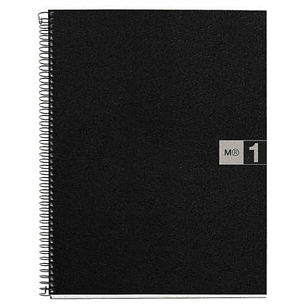 Miquel Rius Notebook1 Cuaderno de Espiral Formato A4 - 80 Hojas Microperforadas con 4 Taladros - Cuadricula 5x5 - Banda de las Hojas Gris - Cubiertas 