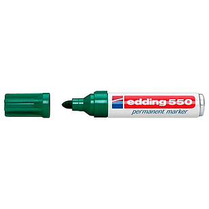Edding 550 Rotulador Permanente - Punta Redonda - Trazo entre 3 y 4 mm. - Recargable - Secado Rapido - Color Verde