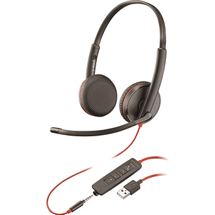 Plantronics/Poly Blackwire C3225 Auriculares con Microfono USB/Jack 3.5mm - Almohadillas Acolchadas - Controles en Cable - Color Negro