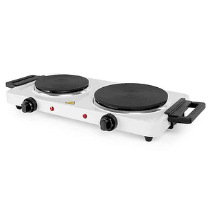 Orbegozo PE 2755 Placa Electrica Doble - Alto Rendimiento y Seguridad - Potencia 2500W - 2 Termostatos Regulables - Asas Plegables - Indicadores Lumin