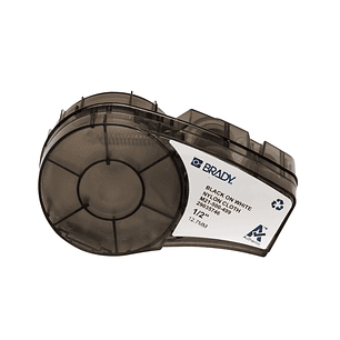 Brady M21-500-499 Cinta de Etiquetas Original Tela de Nylon - Texto Negro sobre Fondo Blanco - Ancho 12,70mm x 4,88m