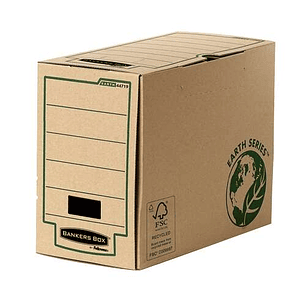 Fellowes Bankers Box Earth Caja de Archivo Definitivo Folio 150mm - Montaje Manual - Carton Reciclado Certificacion FSC - Color Marron