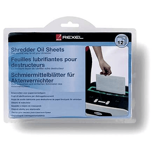 Rexel Pack de 12 Hojas Lubricantes para Destructoras