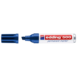 Edding 500 Rotulador Permanente - Punta Biselada - Trazo entre 2 y 7 mm. - Recargable - Secado Instantaneo - Color Azul