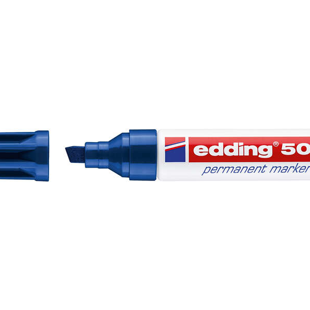 Edding 500 Rotulador Permanente - Punta Biselada - Trazo entre 2 y 7 mm. - Recargable - Secado Instantaneo - Color Azul 1