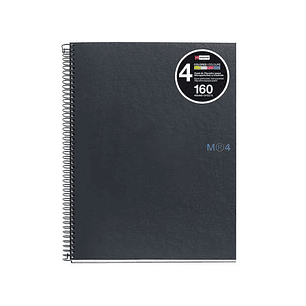 Miquel Rius Notebook4 Cuaderno de Espiral Formato A5 - 160 Hojas de 90gr Microperforadas con 2 Taladros - Cubiertas de Carton Extraduro - Cuadricula 5