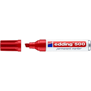 Edding 500 Rotulador Permanente - Punta Biselada - Trazo entre 2  y 7 mm. - Recargable - Secado Instantaneo - Color Rojo
