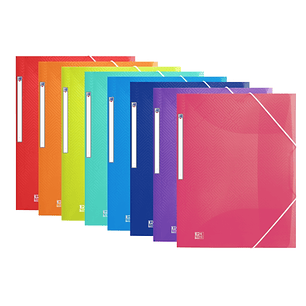 Oxford Urban A3+ Carpeta de Gomas con 3 Solapas A3+ - Plastico Translucido - Lomo de 15mm Ampliable hasta 25mm - Colores Surtidos