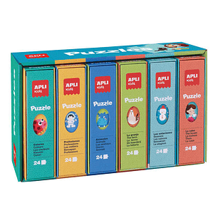 Apli Expositor de Puzles Educativos - 24 Piezas de 7x7cm - Mejora la Concentracion, Observacion, Memoria y Resolucion de Problemas - Colorido