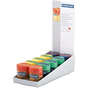 Staedtler Sacapuntas de 2 Orificios con Deposito - Para Lapices de 8.2mm y 10.2mm - Colores Neon Surtidos