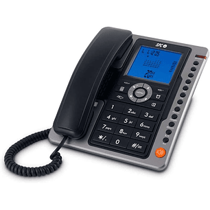 SPC Telefono Fijo Office Pro - Pantalla Iluminada Azul - Teclas Grandes - Memorias Directas - Manos Libres - Identificador de Llamadas - Funciones de 