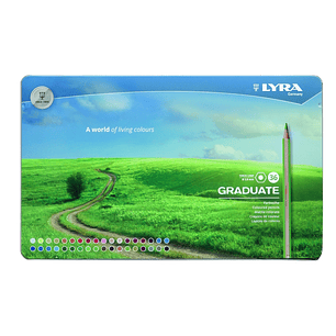 Lyra Graduate Pack de 36 Lapices de Colores - Hexagonal - Estuche de Metal - Color Negro