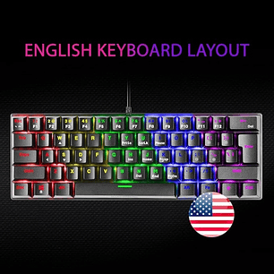 Mars Gaming MK60 Teclado Gaming Mecanico - Ultra-compacto 60% - Iluminacion RGB - Switches Antipolvo - Teclas Imborrables - Multiplataforma - US - Col