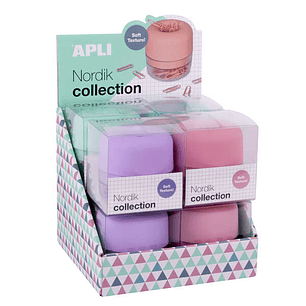 Apli Nordik Collection Expositor de Clips - Ø72x72mm - 8 Dispensadores en 4 Colores Pastel - Tapa Magnetica 