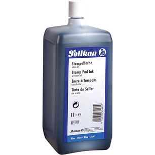 Pelikan Botella de Tinta para Tampones 1L - Sin Aceite - Secado Rapido - Resistente al Agua - Color Azul Intenso