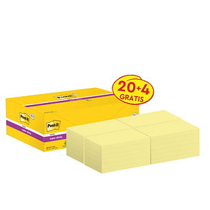 Post-It Super Sticky Pack de 24 Blocs de 90 Pack de 24 Blocs de 90 Notas Adhesivas Reposicionables - 76x127mm - Color Amarillo Claro