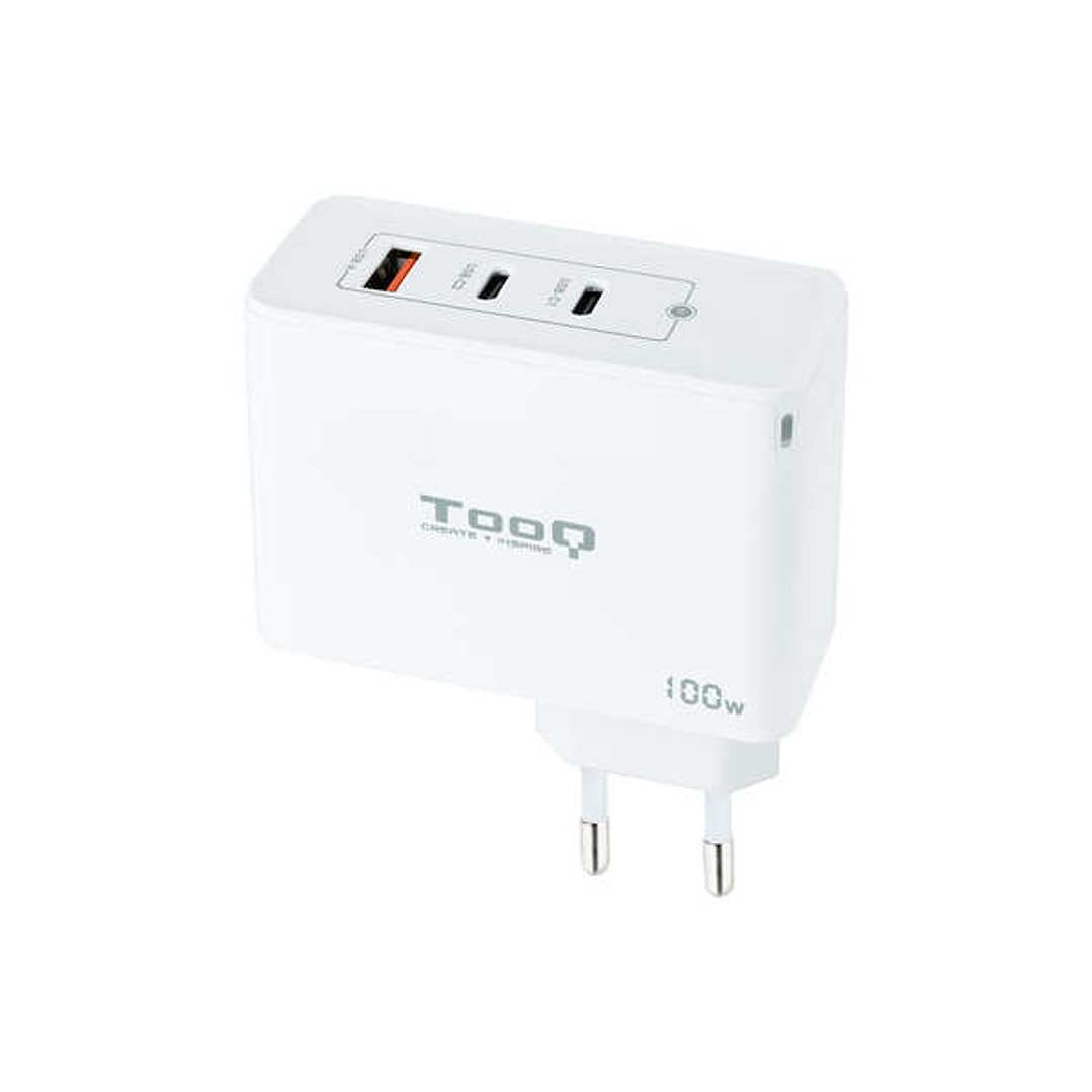 Tooq Cargador de Pared Gan 2xUSB-C/PD + USB-A/QC 100W 1