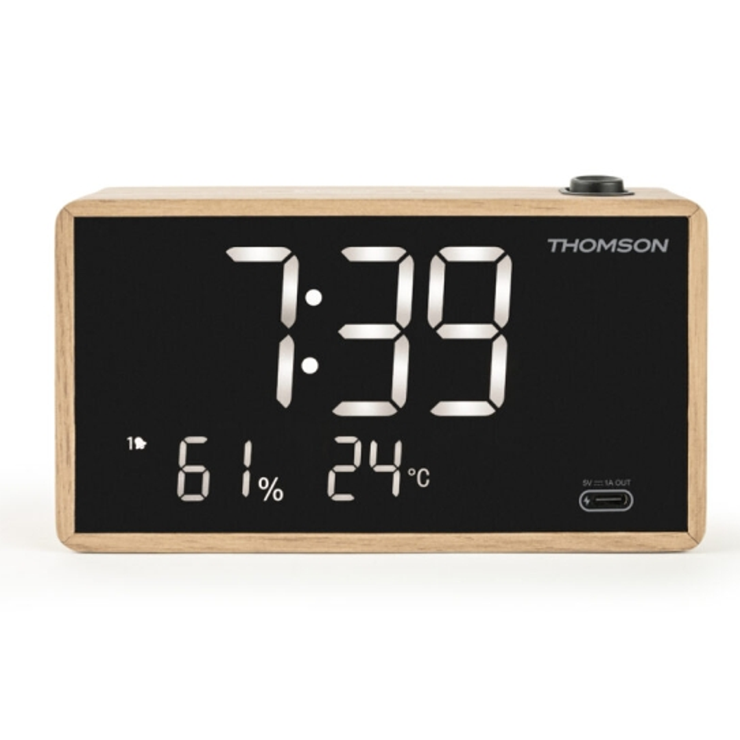 Thomson Radio Reloj Despertador con Proyeccion - Doble Alarma - Angulo Proyeccion Ajustable - Atenuador de Luz - Color Negro 1