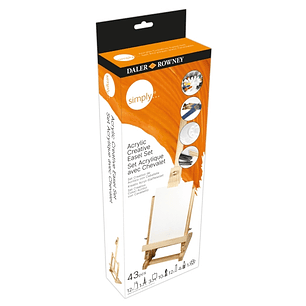 Daler Rowney Simply Creative Easel Pack de 43 Piezas - Pinturas Acrilicas - Incluye Caballete - Colores Surtidos