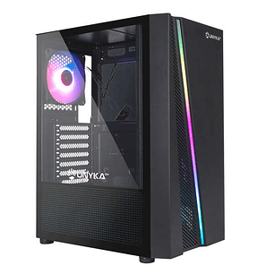 Unykach Glayze Caja Torre ATX - Iluminacion ARGB - Lateral Cristal Templado - USB-A 2.0/3.2 y Audio - 1 Ventilador 120mm RGB Instalado - Color Negro