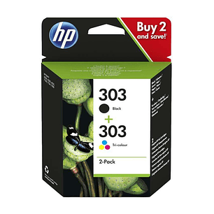 HP 303 Negro + Color Pack de 2 Cartuchos de Tinta Originales - 3YM92AE