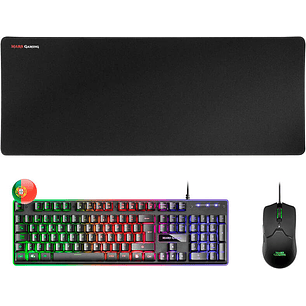 Mars Gaming Pack Premium Teclado hibrido H-MECH - Raton Ultra ligero 10K - Alfombrilla XXL - Tecnologia H-MECH - Iluminacion FRGB Rainbow - Raton Ultr