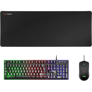 Mars Gaming Pack Premium 3 en 1 Teclado hibrido H-MECH, Raton Ultra Ligero 10K y Alfombrilla XXL - Compatibilidad Universal - Tecnologia H-MECH - Ilum