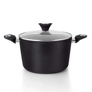 Orbegozo CFH 3024 Cacerola Honda de Aluminio Forjado - 6L de Capacidad - Antiadherente - Mango Ergonomico - Tapa de Cristal Templado