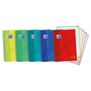 Oxford School Touch A4+ Europeanbook - Tapa Extradura Resistente - 120 Hojas de Colores Vivos - Cuadricula 5x5