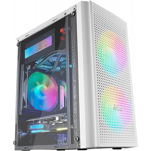 Mars Gaming MC300 Caja Gaming Compacta - Ventana Cristal Templado - Triple Ventilacion - Soporte Refrigeracion Liquida - Iluminacion RGB Fixed - Color