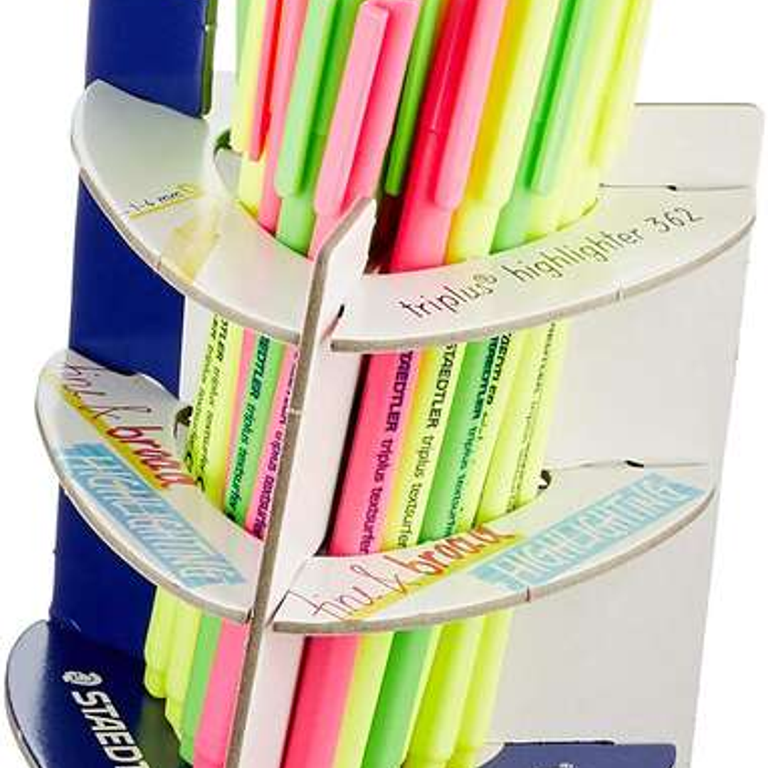 Staedtler Triplus Textsurfer 362 Expositor de 30 Marcadores Fluorescentes - Trazo 1 - 4mm Aprox - Tinta Base de Agua - Colores Surtidos 1