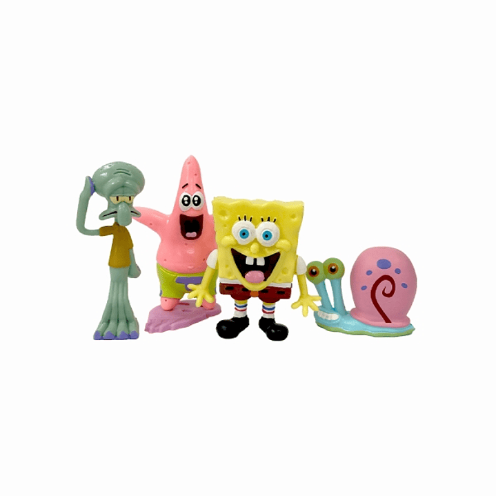 Comansi Set Familia Bob Esponja 4 Figuras - Coleccionable  - Bob Esponja, Calamardo, Patricio y Don Cangrejo 1