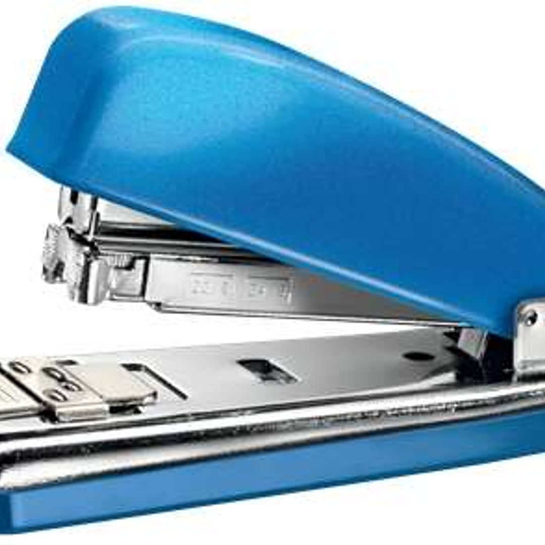 Petrus 226 WOW Grapadora Metalica + Caja de 200 Grapas - Hasta 30 Hojas - Grapado Cerrado, Abierto y Clavado - Color Azul Metalizado 1