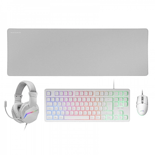 Mars Gaming MCP-RGB3 Combo Gaming 4en1 - Teclado TKL H-Mech - Raton 3200 DPI RGB - Auriculares FRGB Cancelacion Ruido - Alfombrilla XXL Antideslizante